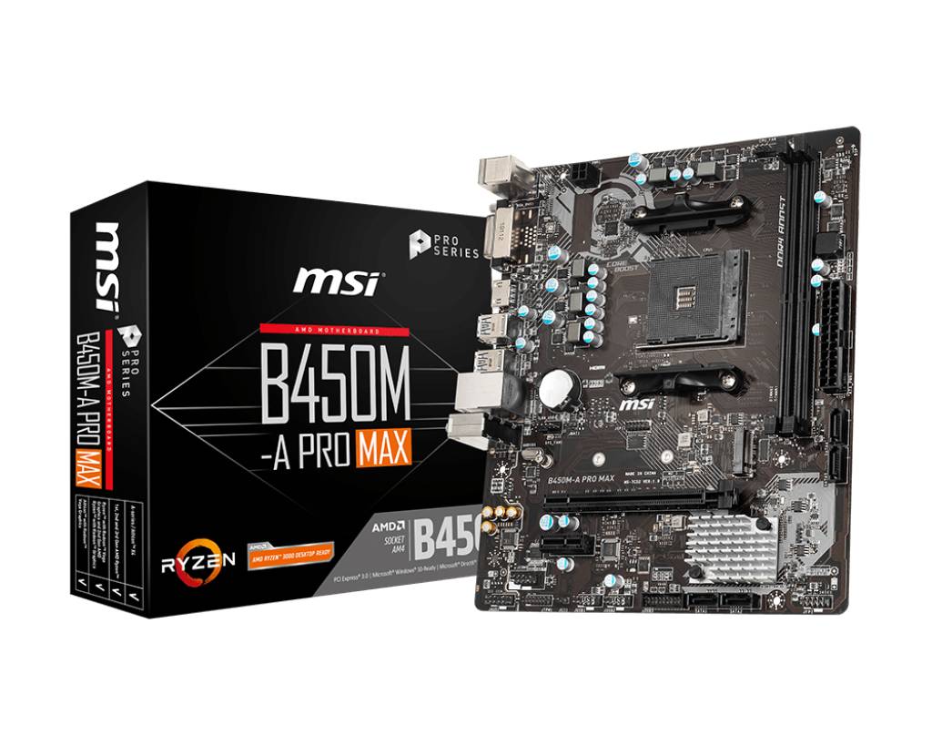 Motherboard MSI B450M-A PRO MAX - Formato mATX, Socket AM4(Ryzen 1ra, 2da y  3ra Gen)