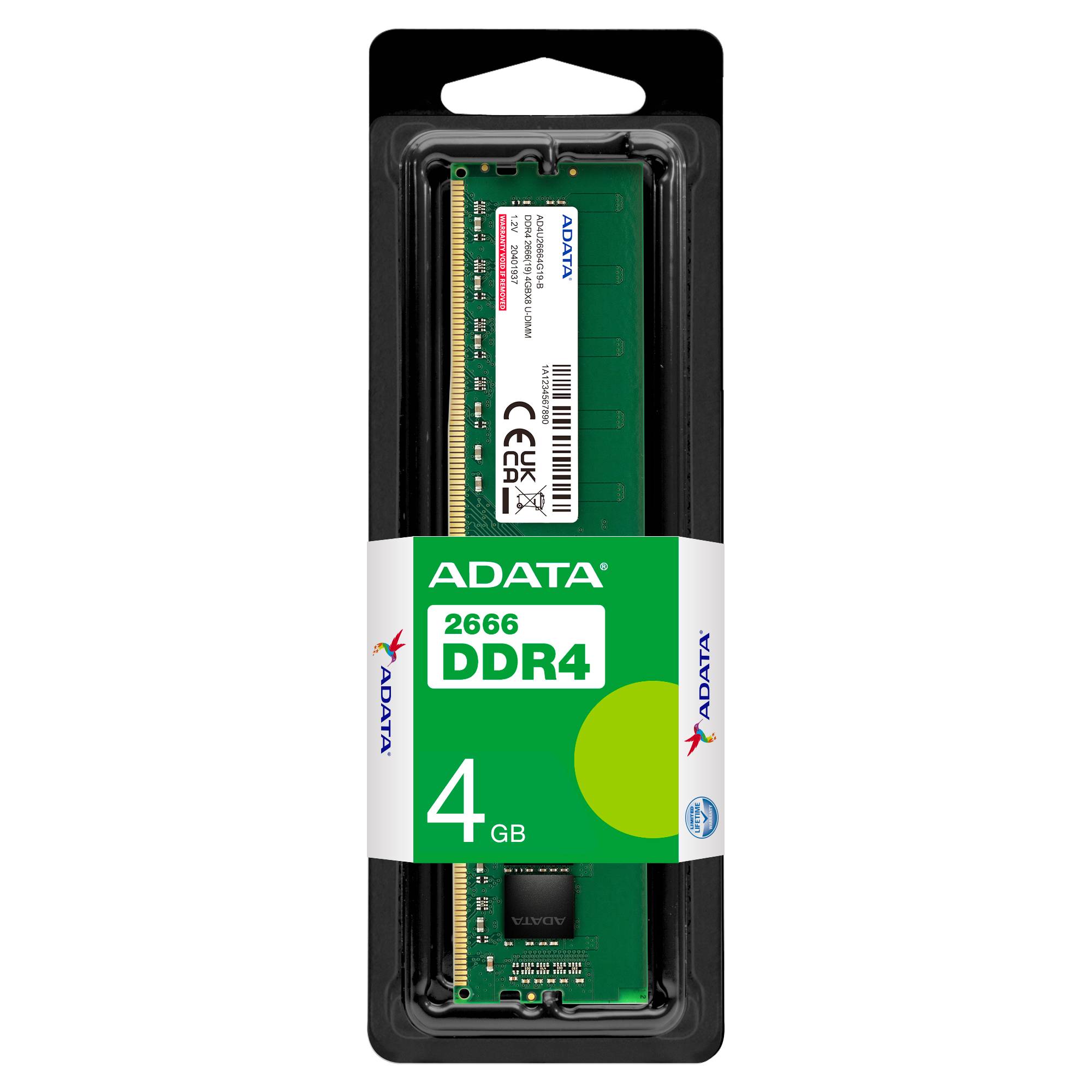 Memoria Ram ADATA AD4U26664G19-SGN - 4 GB, DDR4, 2666 MHz, UDIMM