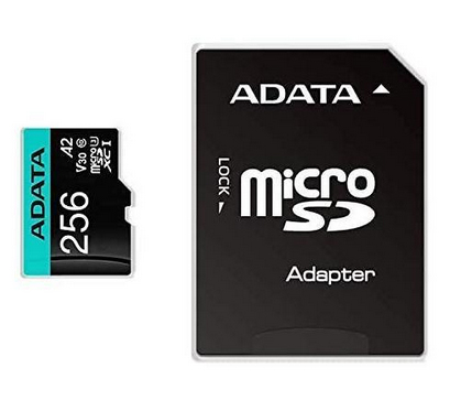 Micro Secure Digital ADATA AUSDX256GUI3V30SA2-RA1 - 256 MB, Negro, Clase 10