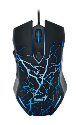 Mouse GENIUS GM-XG300 - USB, Juego, Laser, 2000 DPI, Negro, Azul