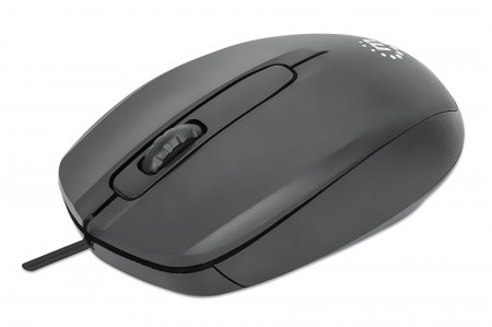 190190 Mouse USB óptico con cable - tres botones con rueda de desplazamiento, 1000 ppp, ambidiestro, cable de 1 m, negro, 3 años de Garantia.