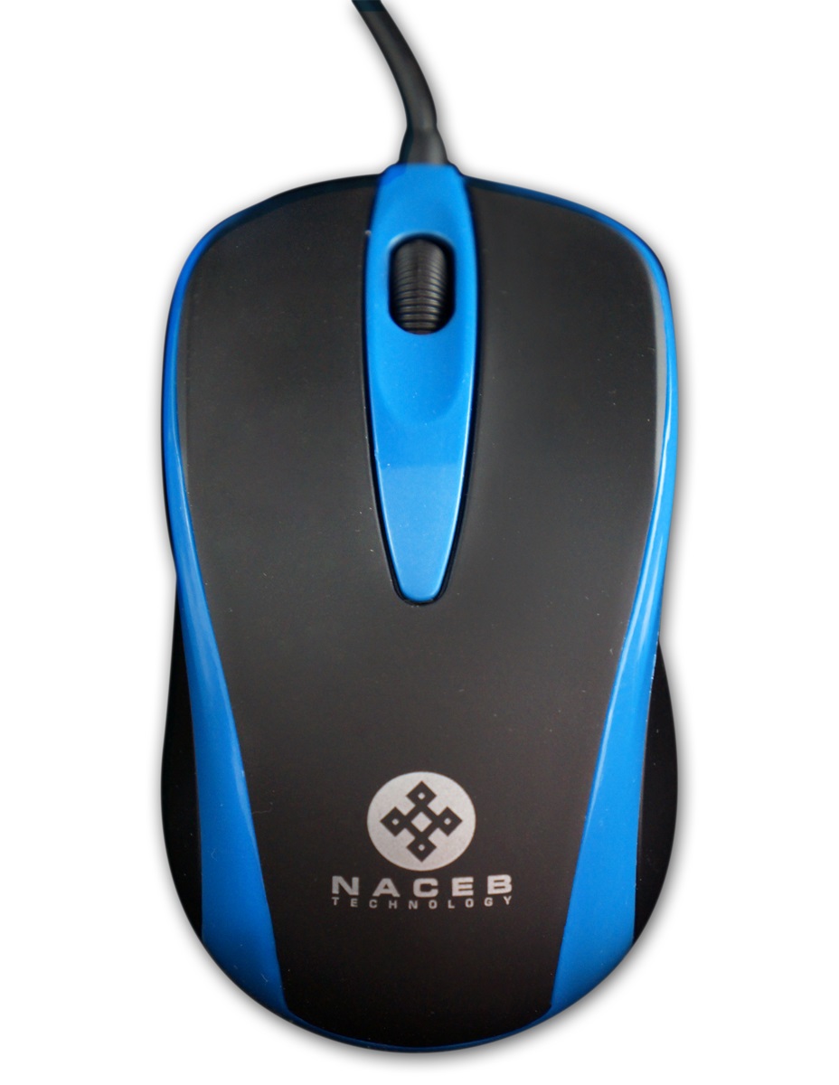 Mouse Naceb Technology NA-099A - Azul, 3 botones, USB, Óptico, 1000 DPI
