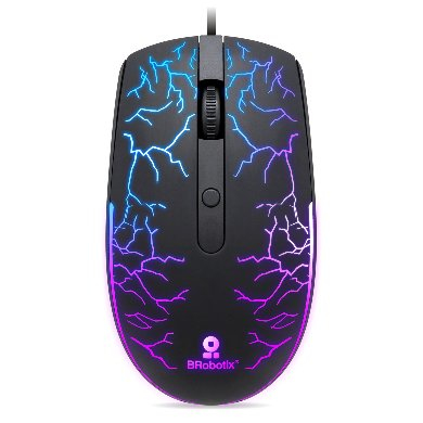 Mouse USB Iluminado RGB Storm  BROBOTIX 263946 - Negro, USB, 800/1200/1600 DPI