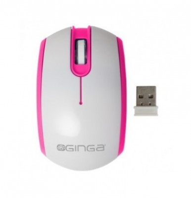 Mouse GINGA - Color blanco, 2 botones, RF inalámbrico, 1200 DPI