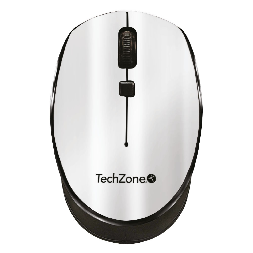 Mouse inalámbrico Start Silver TechZone - hasta 1600 DPI s, 3 botones, textura en rubber, 1 año de garantía.