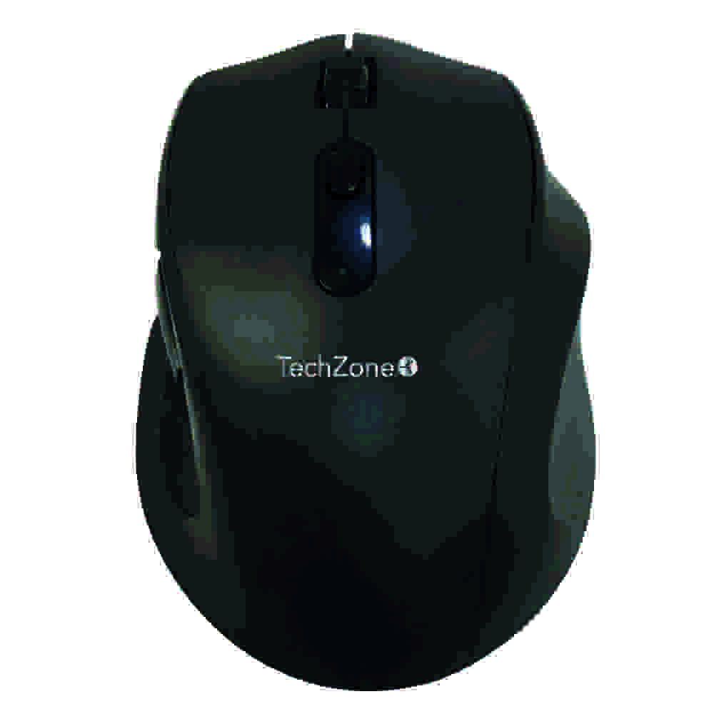 Mouse inalambrico TechZone de 3200 DPIS - alcance de hasta 20 metros, 6 botones multifuncion, color negro, click silncioso, 1 año de garantía.