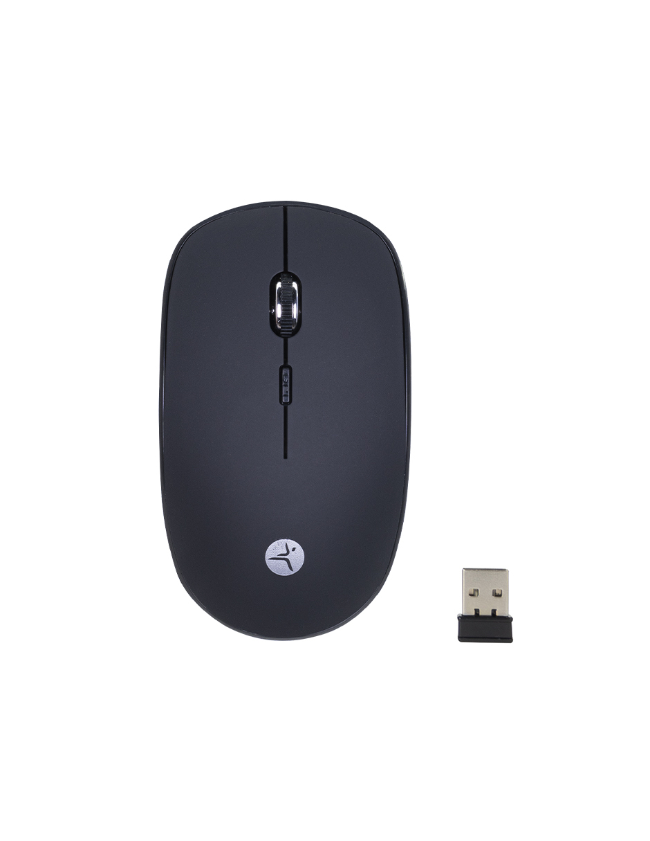 Mouse inalámbrico Terra 01 TechZone - de 1600 DPI s, 4 botones, texturizado rubber color negro, 1 año de garantía.