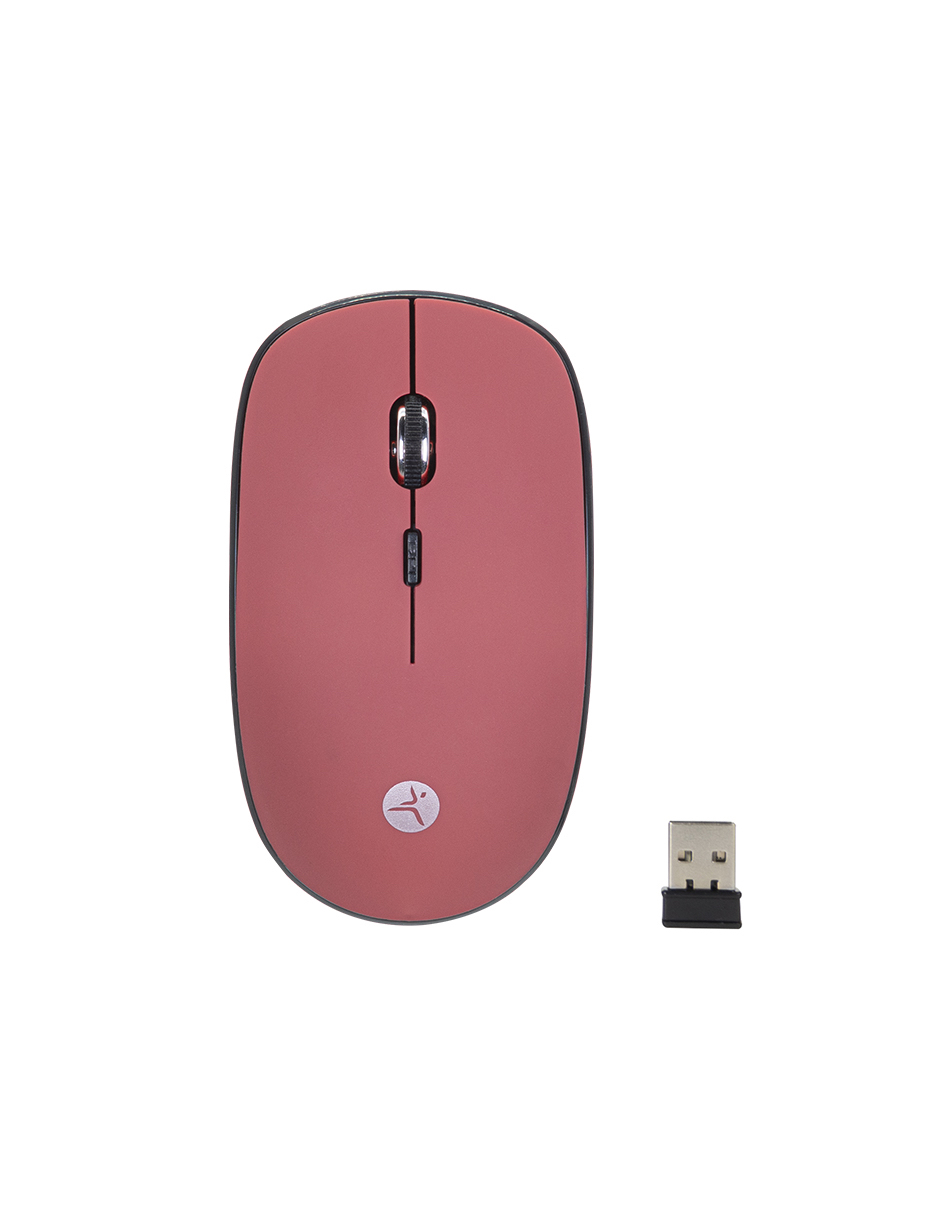 Mouse inalámbrico Terra 03 TechZone - de 1600 DPI s, 4 botones, texturizado rubber color rojo, 1 año de garantía.