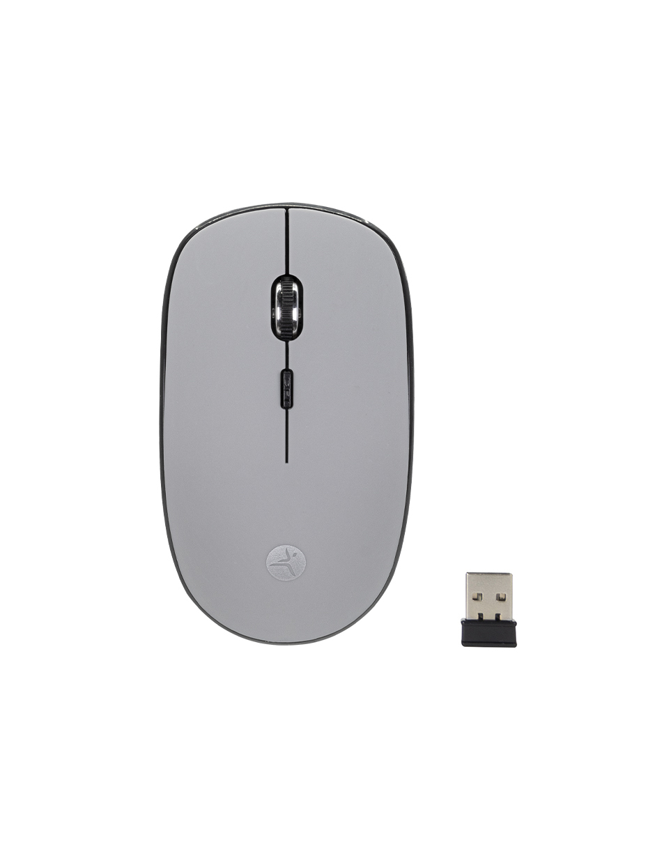 Mouse inalámbrico Terra 04 TechZone - de 1600 DPI s, 4 botones, texturizado rubber color gris, 1 año de garantía.