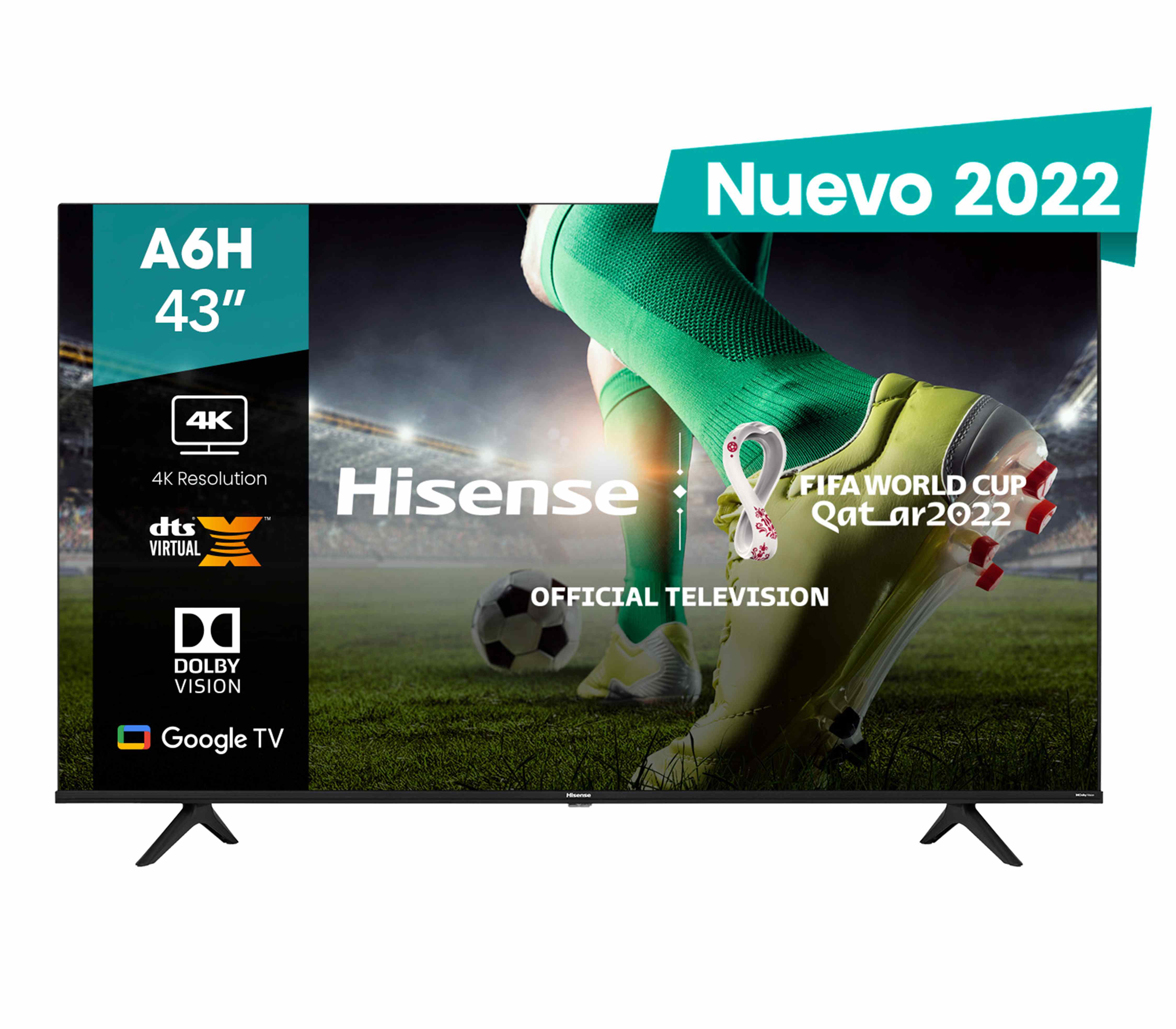 Televisor Hisense 43A6H - 43 pulgadas, LED 4K UHD, 3840 x 2160 Pixeles, SMART GOOGLE