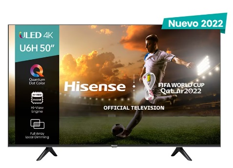 Televisor Hisense 50U6H - 50 pulgadas, ULED 4K UHD, 3840 x 2160 Pixeles, QUANTUM SMART GOOGLE