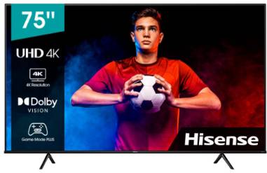 Televisor Hisense 75A65H - 75 pulgadas, LED 4K UHD, 3840 x 2160 Pixeles, SMART GOOGLE