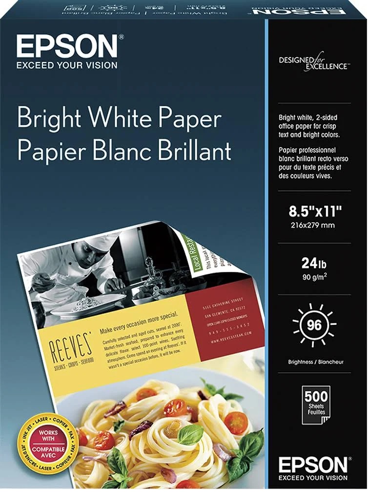 Papel Blanco Brillante Epson Pro 500 hojas (S041586) -