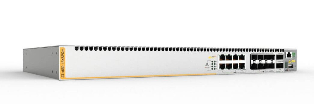 Switch ALLIED TELESIS Stakeable Inteligente 10 Gigabit Capa 3. AT-X550-18XSPQM-10 -