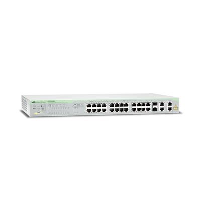 Switch ALLIED TELESIS WebSmart - 24 puertos PoE+ 10/100 Mbps + 2 puertos 10/100/1000 Mbps + 2 SFP Gigabit Combo, 193 W. AT-FS750-28PS-10.