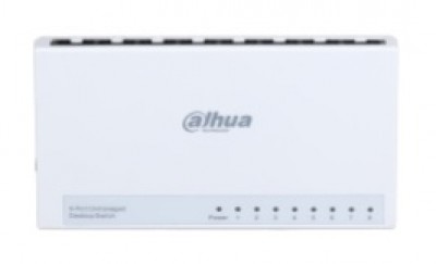 Switch para Escritorio de 8 Puertos DAHUA DH-PFS3008-8ET-L / No administrable / Fast Ethernet 10/100Mbps / Diseño Compacto / Capa 2 / switching 1.6 Gbps / -