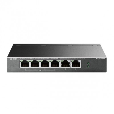 Switch de escritorio de 6 puertos a 10/100 Mbps con 4 puertos PoE+ -