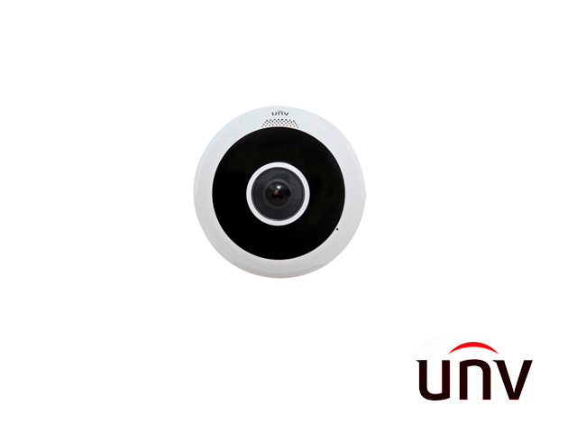 CAMARA IP FISHEYE 360GRADOS 4K/12MP UNV IPC868ER-VF18-B 12MP 1.8MM MICROFONO INTEGRADO IP66 20MTS IR DEWARPING 6 VISTAS ULTRA265 BOCINA