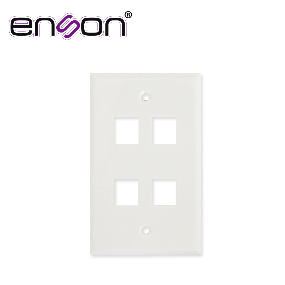 PLACA DE PARED UNIVERSAL 4 PUERTOS ENSON ENS-FP64 SIN JACK COMPATIBLE CON JACKS UNIVERSALES