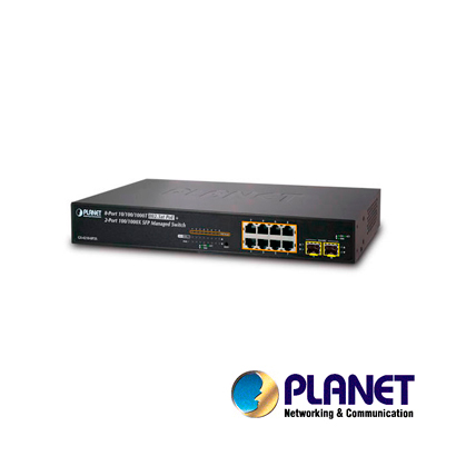 SWITCH 8GIGA/8POE+ + 2SFP + 1CON ADMINISTRABLE-L2 PLANET GS-4210-8P2S