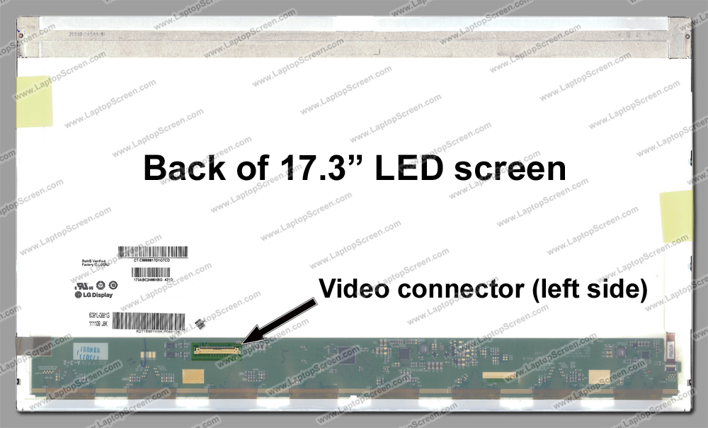 17.3-inch WideScreen (15.5"x8.98") WXGA++ (1600x900) HD+ Glossy LED LTN173KT01-A01