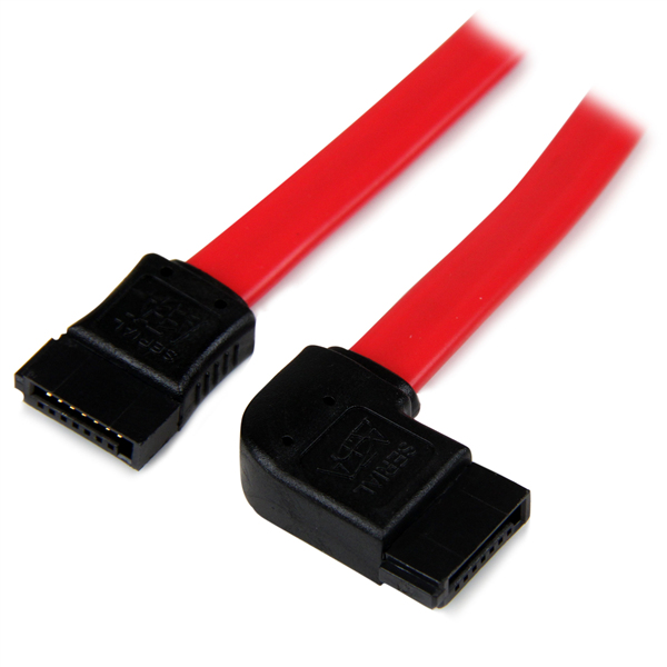 CABLE 30CM SATA SERIAL ATA ROJO ACODADO ANGULO IZQUIERDA