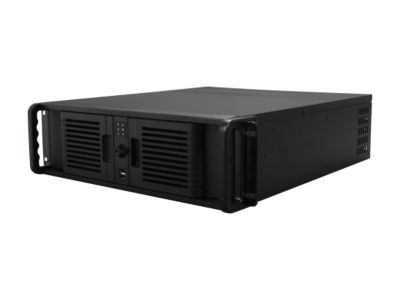 iStarUSA D-300-PFS-DE3BL Black 3U Rackmount Compact Stylish Trayless Hotswap Front-Mounted PSU Server Case - OEM