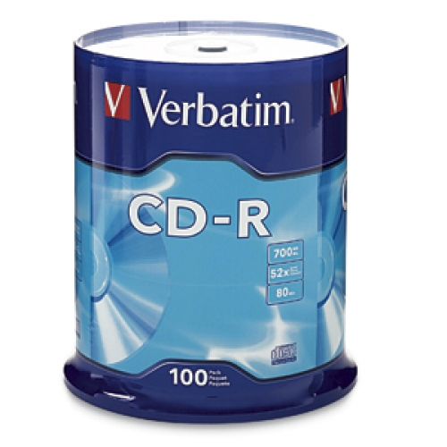 CAMPANA CD-R GRABABLE VERBATIM 80 MIN, 700MB, 52X 100 PZAS