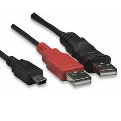 CABLE USB V2.0 DUAL A-MINI B