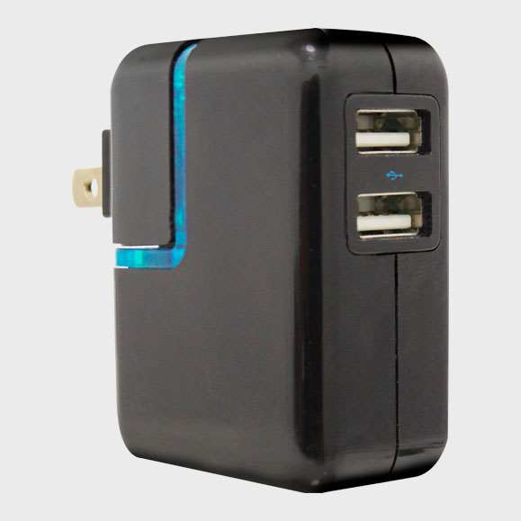 CARGADOR DE PARED PARA DISPOSITIVOS USB, 2 PUERTOS / UC250