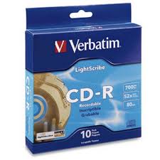 CAMPANA CD-R LIGHTSCRIBE VERBATIM, 52X, 700MB, 80MIN, 10 PZAS