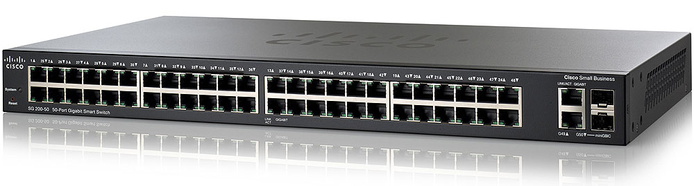 SWITCH CISCO 48PTOS GE+PTOS COMBO SFP/RJ45,SMART SG200-50(SLM2048T-NA)