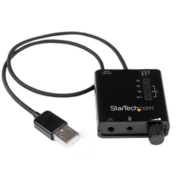 Tarjeta de Sonido Estéreo USB Externa - Adaptador Convertidor con Salida SPDIF - Negro