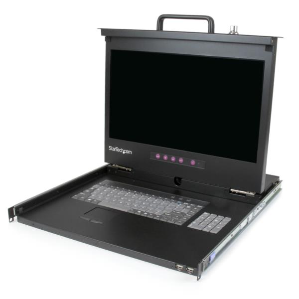 Consola de Rack 1U con LCD de 17 Pulgadas HD 1080p y Concentrador Hub USB Frontal