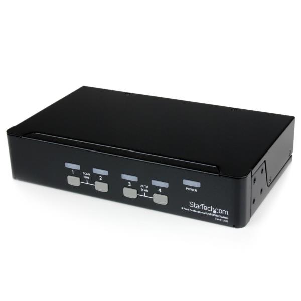 Switch KVM de 4 Puertos con USB - 1 Usuario Local - 1U