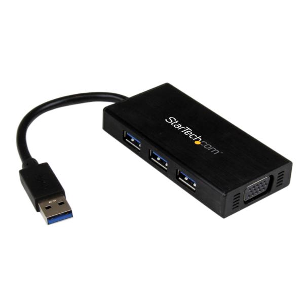 Adaptador de Video Externo Multimonitor USB 3.0 a VGA con Hub Concentrador USB de 3 Puertos - 1920x1200 1080p